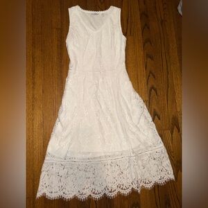 Isaac Mizrahi Sleeveless White Lace Midi Dress Size Medium